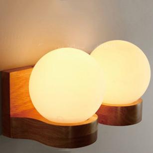 Nordic Modern Solid Wood Ball 1/2 Lights Wall Sconce Lamp Cuvalon