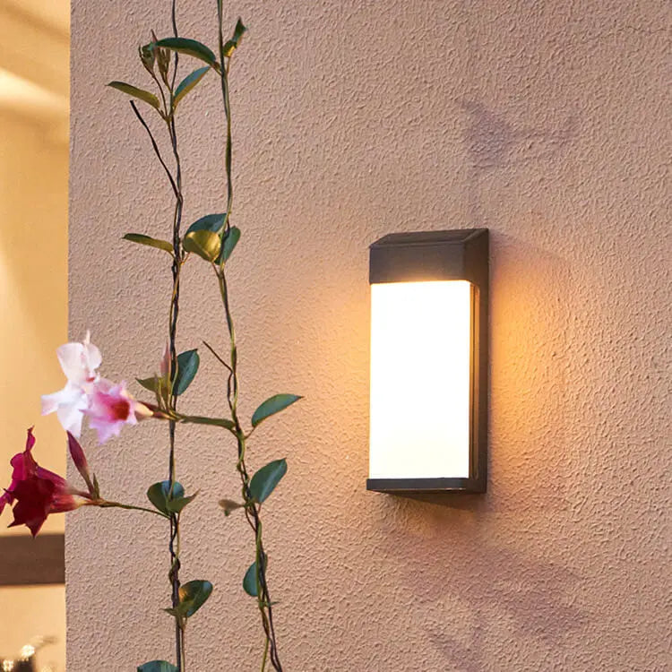 Solar Square Frosted Glass Waterproof Outdoor LED Wall Sconce Lamp Cuvalon