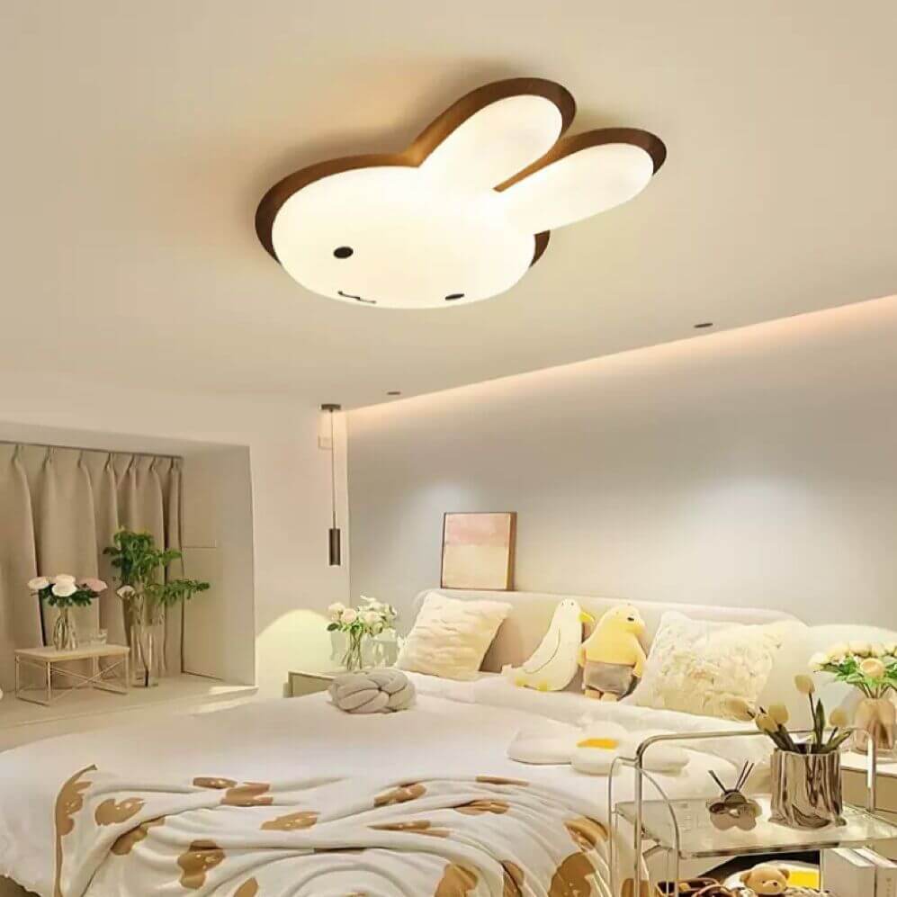Modern Funny Bunny Kids Iron Acrylic LED Flush Mount Light Cuvalon