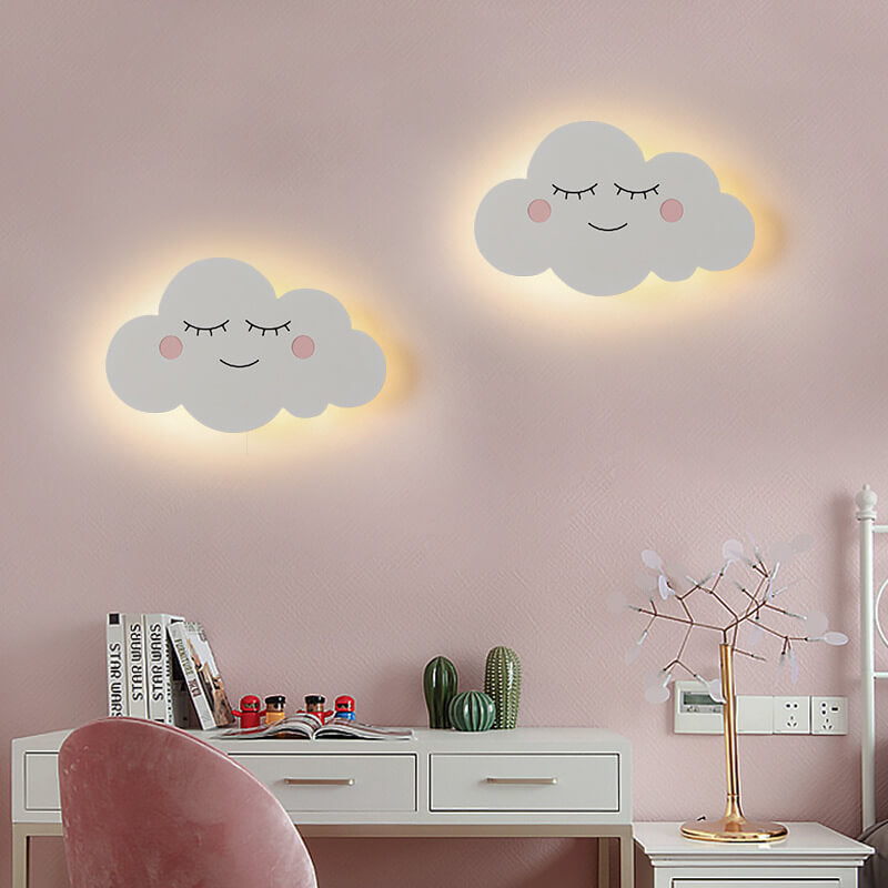 Nordic Creative Clouds Iron Emoji LED Kids Wall Sconce Lamp Cuvalon