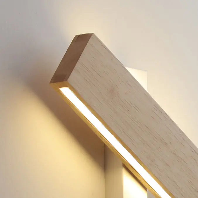 Japanese Minimalist Log Rectangular Flat Rotatable LED Wall Sconce Lamp Cuvalon