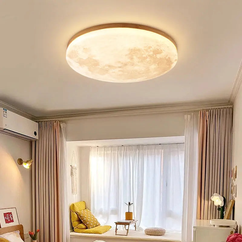 Nordic Minimalist Moon Round PVC LED Flush Mount Ceiling Light Cuvalon