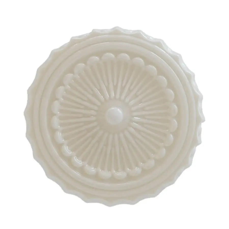 French Vintage White Jade Glass Stripes Round Drum LED Semi-Flush Mount Ceiling Light Cuvalon
