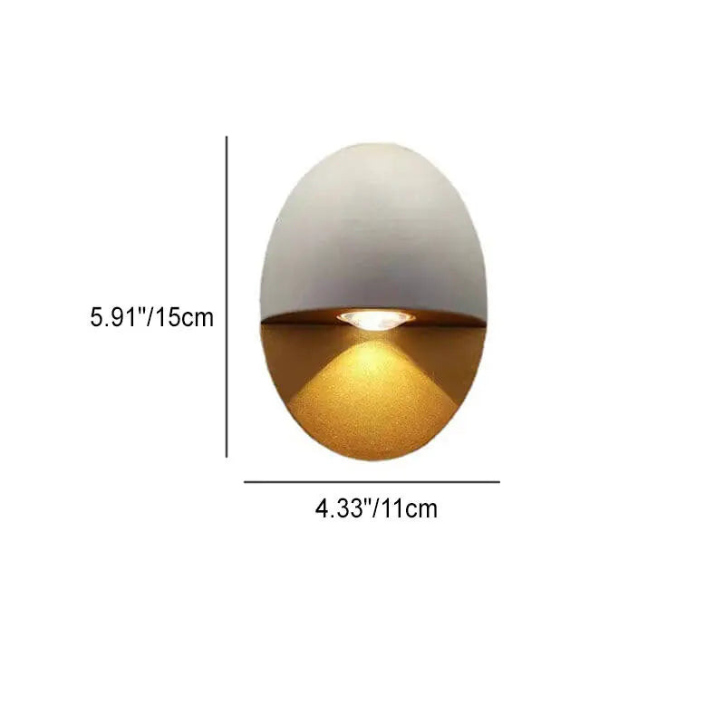 Modern Minimalist Oval Shape Aluminum Outdoor Waterproof LED Wall Sconce Lamp Cuvalon