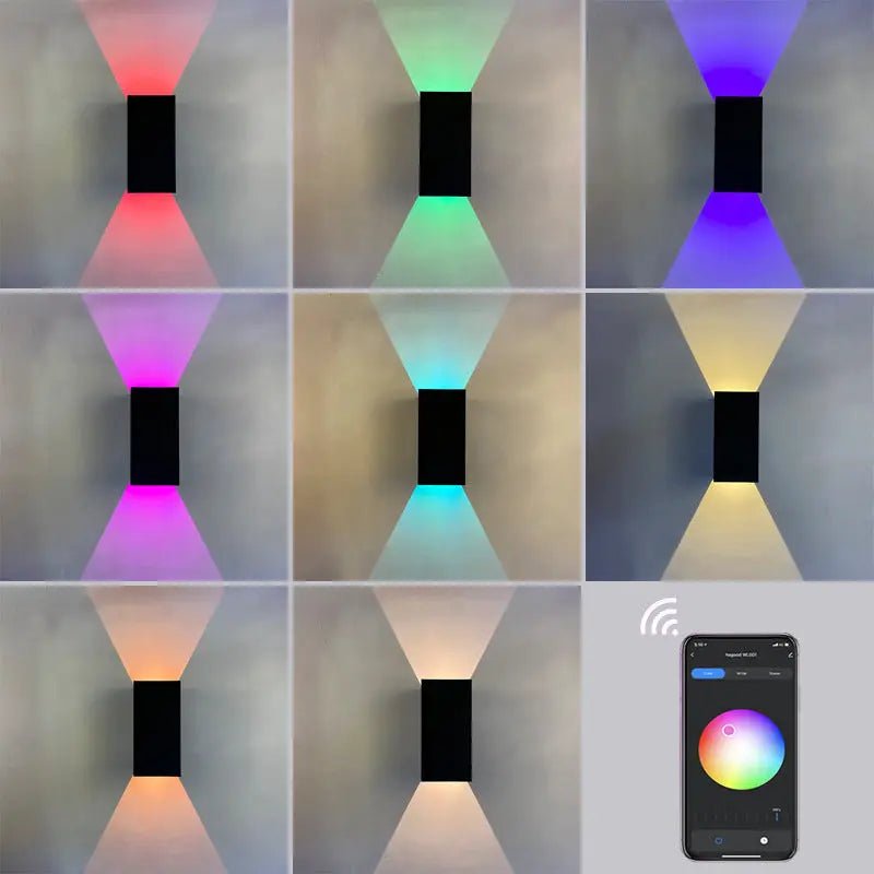 Modern Smart Square APP Dimming Waterproof LED Wall Sconce Lamp Cuvalon