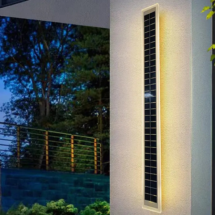 Minimalist Outdoor Solar Rectangular Strip Waterproof Patio LED Wall Sconce Lamp Cuvalon
