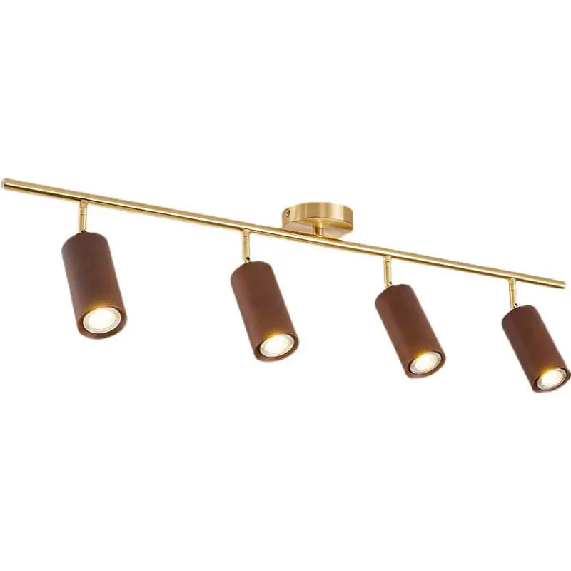 Nordic Minimalist Walnut Wood Spotlight Linear Track 1/2/3/4 Light LED Semi-Flush Mount Ceiling Light Cuvalon