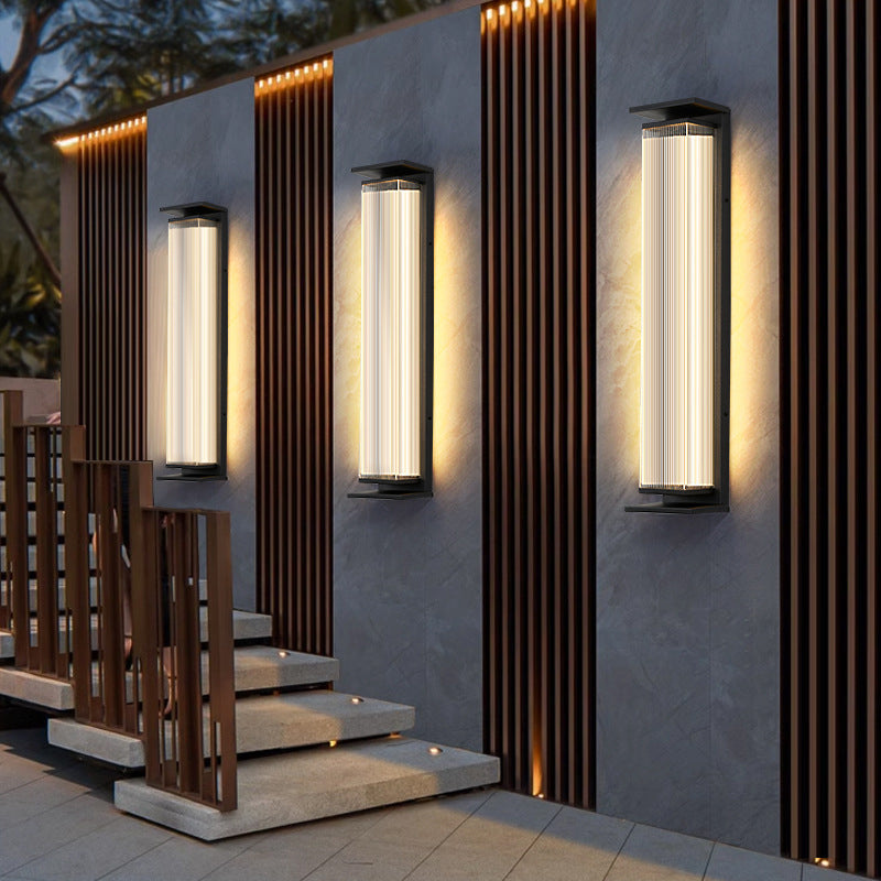 Modern Minimalist Waterproof Rectangular Stainless Steel Acrylic LED Wall Sconce Lamp For Outdoor Patio Cuvalon