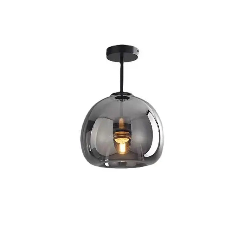 Nordic Light Luxury Round Glass Ball 1-Light Semi-Flush Mount Ceiling Light Cuvalon