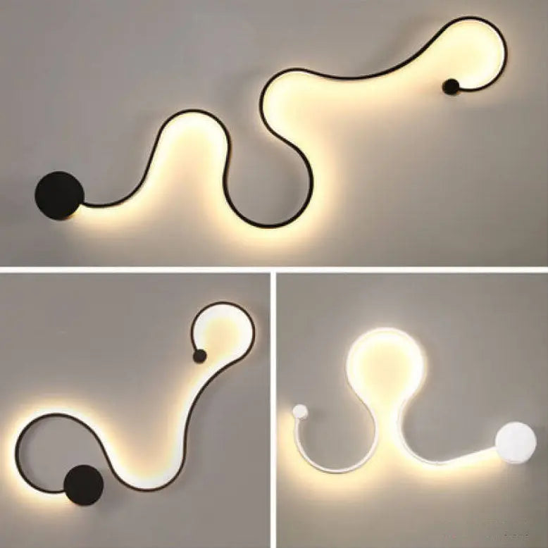 Modern Long Aluminum Snake Shaped 1-Light Curved LED Wall Sconce Lamp Cuvalon