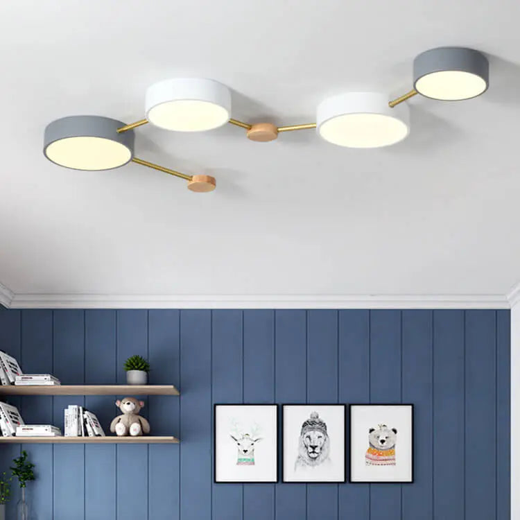 Scandinavian Minimalist Solid Wood Iron LED Flush Mount Lighting Cuvalon