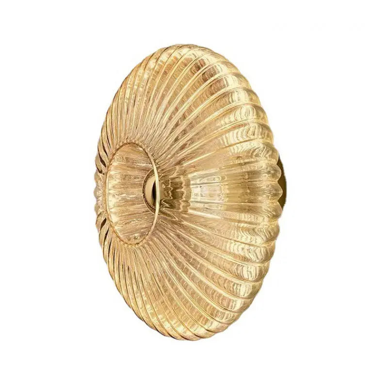 Nordic Vintage Striped Glass Round Disc 1-Light Wall Sconce Lamp Cuvalon