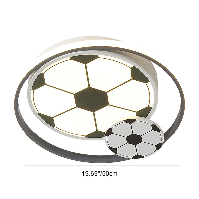 Contemporary Creative Cartoon Football Iron LED Kids Flush Mount Ceiling Light For Bedroom Cuvalon