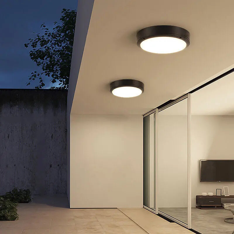 Simple Outdoor Waterproof Aluminum Round LED Flush Mount Ceiling Light Cuvalon