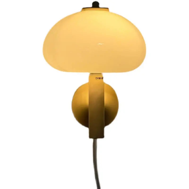 Nordic Vintage Milk White Glass Dome Mushroom 1-Light Wall Sconce Lamp Cuvalon