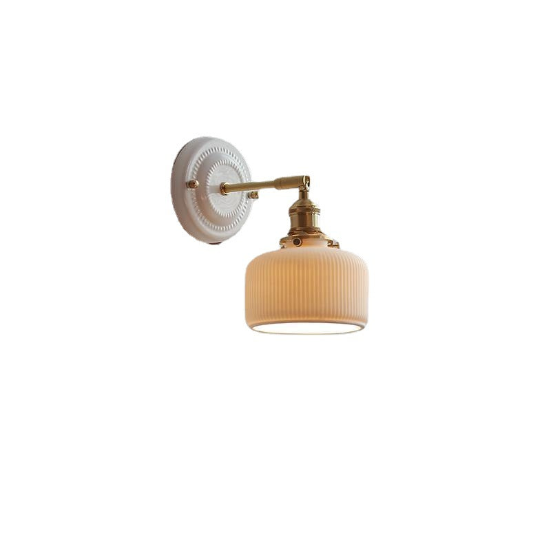 Vintage Japanese Ceramic Brass 1-Light Wall Sconce Lamp Cuvalon
