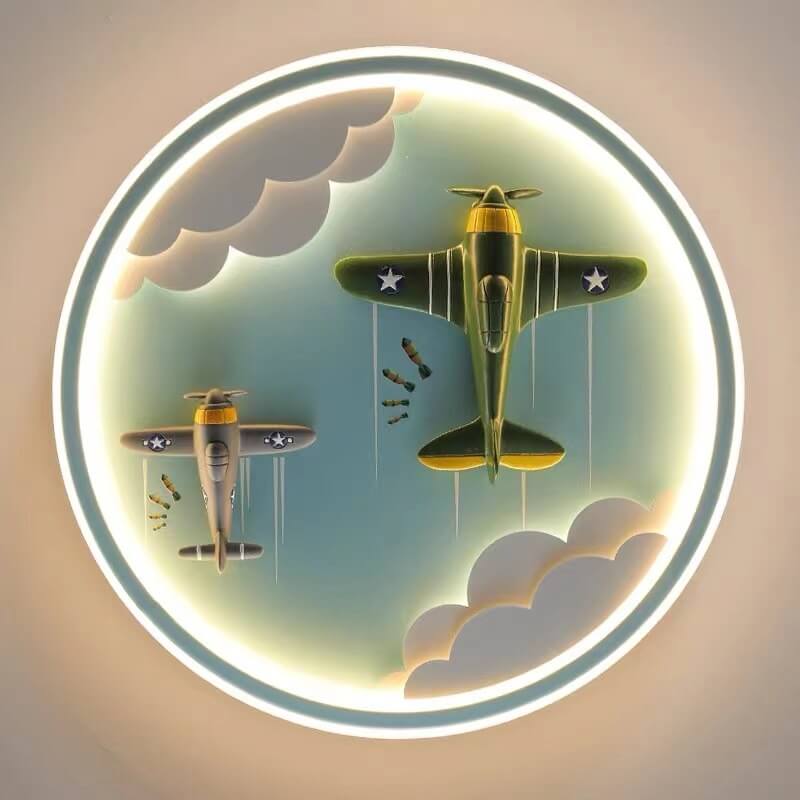 Modern Cartoon Resin Airplane Pegasus Acrylic Shade LED Kids Flush Mount Ceiling Light Cuvalon