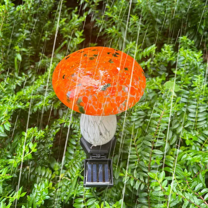 Contemporary Creative Colorful Mushroom Glass Shape LED Solar Waterproof Lawn Insert Light For Garden Cuvalon