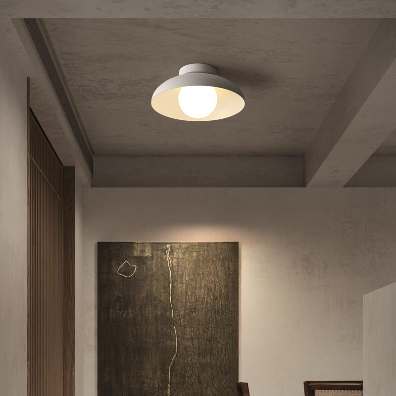Japanese Wabi-sabi Iron Glass 1-Light Semi-Flush Mount Light Cuvalon