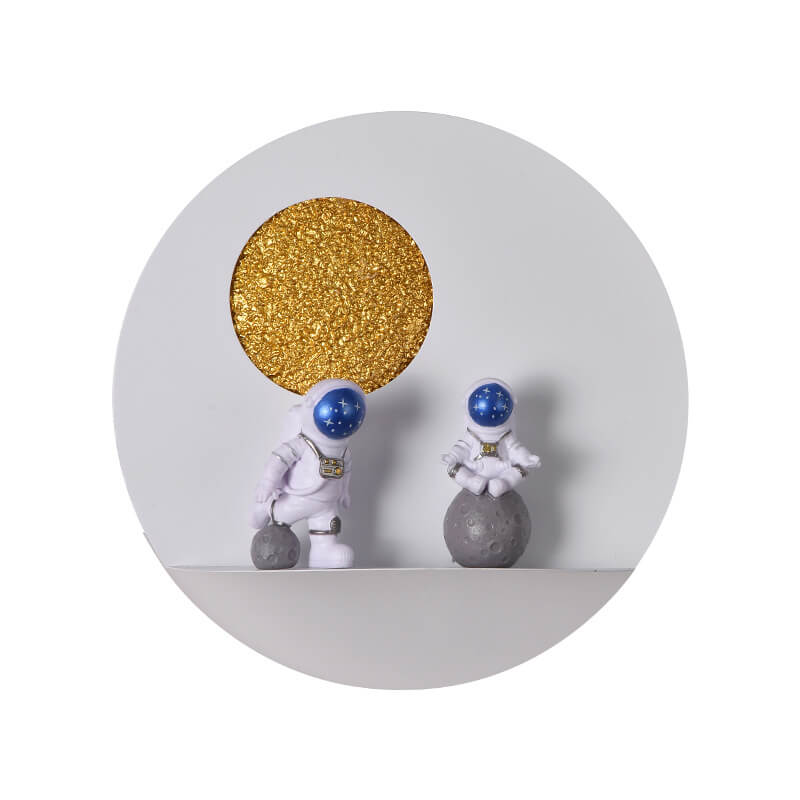 Contemporary Creative Iron Resin Round Astronaut LED Wall Sconce Lamp For Bedroom Cuvalon