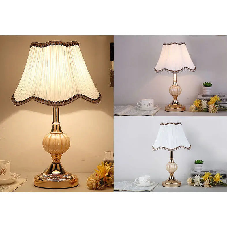 Nordic Vintage Floral Glass Fabric 1-Light Table Lamp Cuvalon