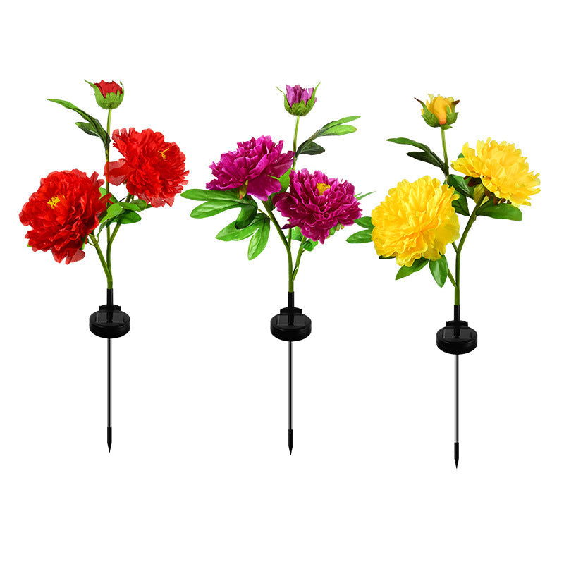 Contemporary Creative Solar Peony Flower LED Waterproof Lawn Landscape Insert Light For Outdoor Patio Cuvalon