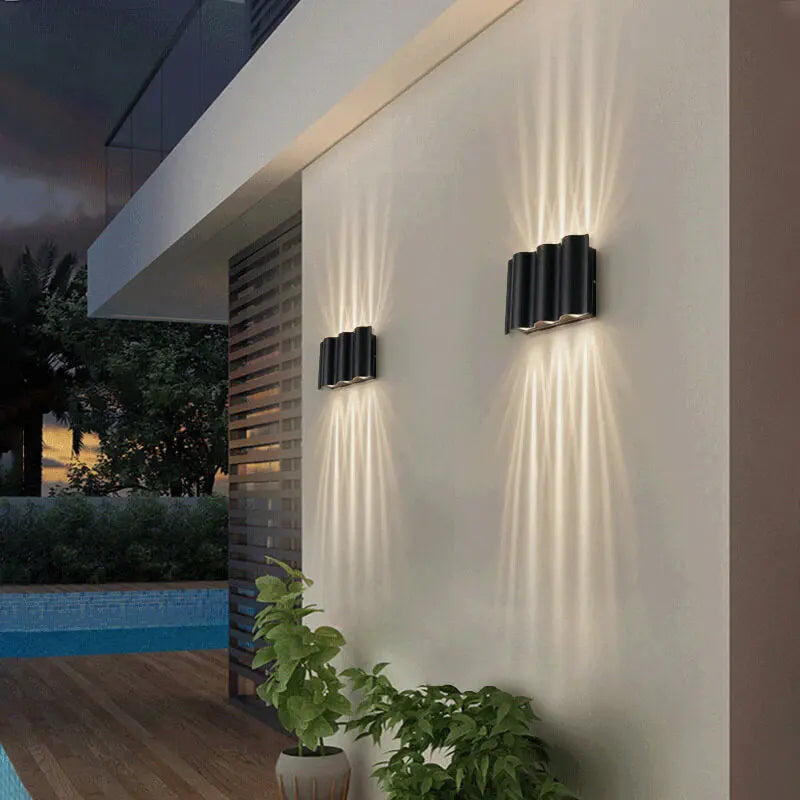 Modern Wave Aluminum Waterproof LED Outdoor Wall Sconce Lamp Cuvalon