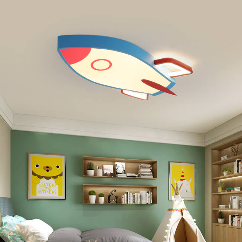 Cartoon Rocket-shaped Aluminum LED Flush Mount Ceiling Light Cuvalon