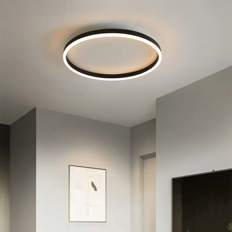 Nordic Minimalist Circle Ring Iron Acrylic LED Flush Mount Ceiling Light Cuvalon