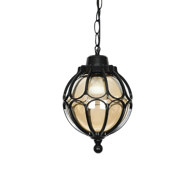 Traditional European Waterproof Aluminum Iron Glass Ball 1-Light Pendant Light For Outdoor Patio Cuvalon