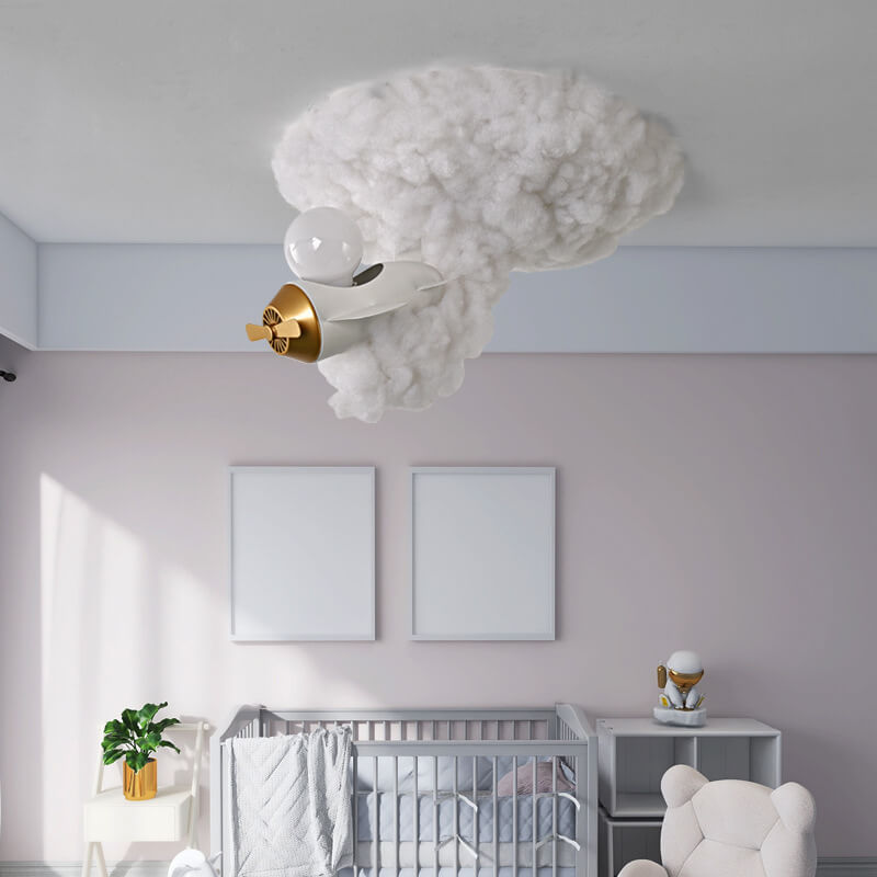 Modern Creative Spray Airplane Cotton 1/3/5-Light Kids Flush Mount Ceiling Light Cuvalon