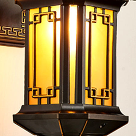 Traditional Chinese Waterproof Aluminum Glass Cylinder 1/2 Light Wall Sconce Lamp For Outdoor Patio Cuvalon