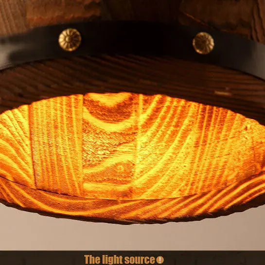 Vintage Wooden Wine Barrel 1-Light Single Barrel Pendant Light Cuvalon