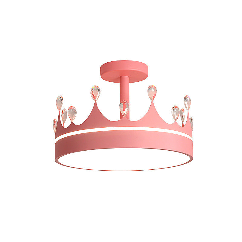 Cartoon Creative Crown LED Kids Semi-Flush Mount Ceiling Light Cuvalon
