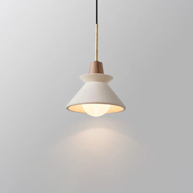 Nordic Minimalist White Cement 1-Light Tapered Pendant Light Cuvalon