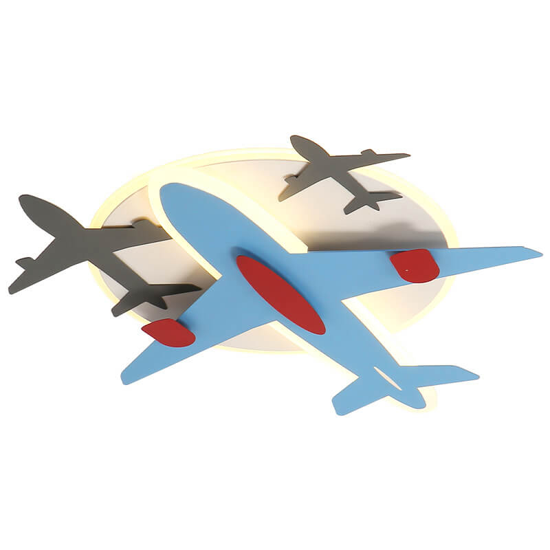 Modern Creative Aircraft Shape LED Cartoon Kids Flush Mount Ceiling Light Cuvalon
