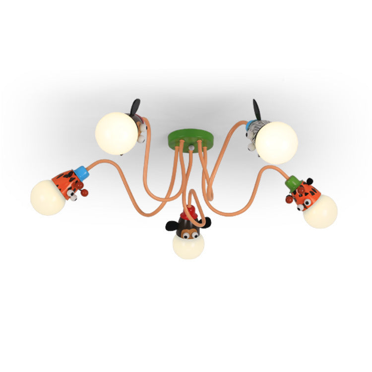 Cartoon Creative Animal Light Head 3/4/5 Light Kids Semi-Flush Mount Ceiling Light Cuvalon