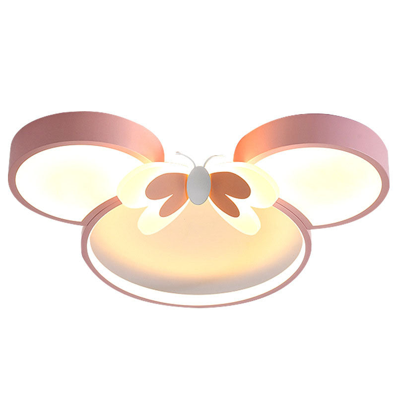 Modern Creative Minimalist Wrought Iron Cartoon Mouse LED Flush Mount Ceiling Light Cuvalon
