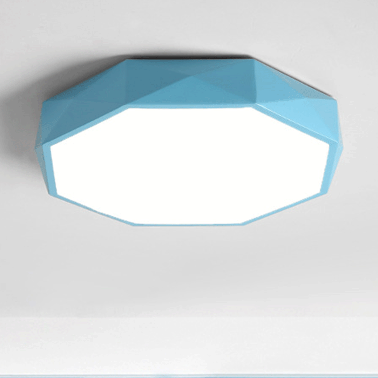 Nordic Macaron Diamond Geometry Iron Acrylic LED Flush Mount Ceiling Light Cuvalon