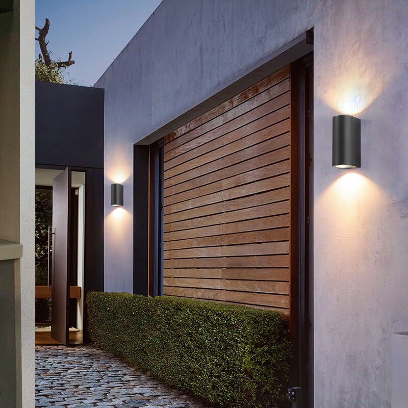 Modern Simple Outdoor Waterproof Aluminum Glass Cylinder 2-Light Wall Sconce Lamp Cuvalon
