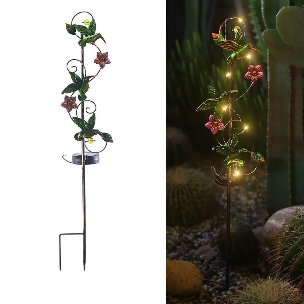 Solar Iron Hummingbird Butterfly Dragonfly Garden Lawn Landscape Light Cuvalon
