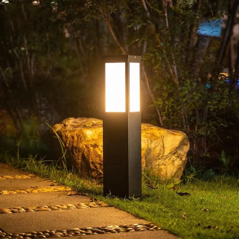 Modern Solar Lawn Square Column Outdoor Waterproof Path Lamp Cuvalon
