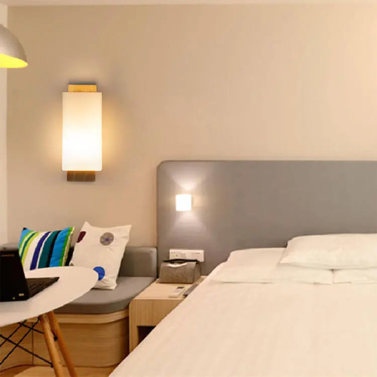 Modern Minimalist Solid Wood Square Glass Column 1-Light Wall Sconce Lamp Cuvalon