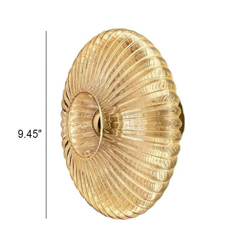 Nordic Vintage Striped Glass Round Disc 1-Light Wall Sconce Lamp Cuvalon
