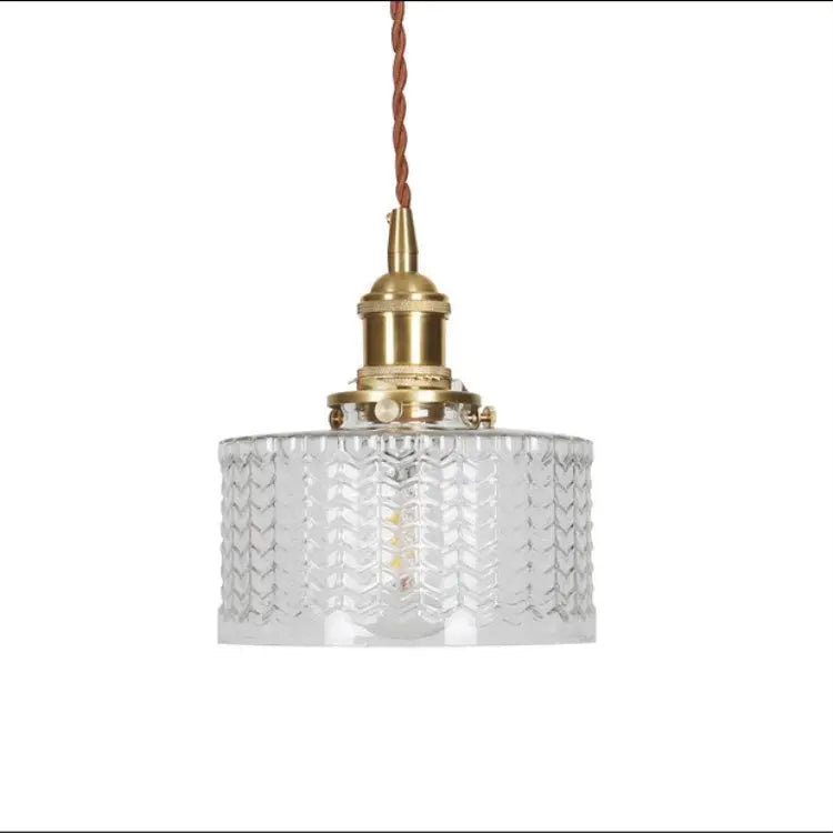 Japanese Vintage Brass Glass Round Jar 1-Light Pendant Light Cuvalon