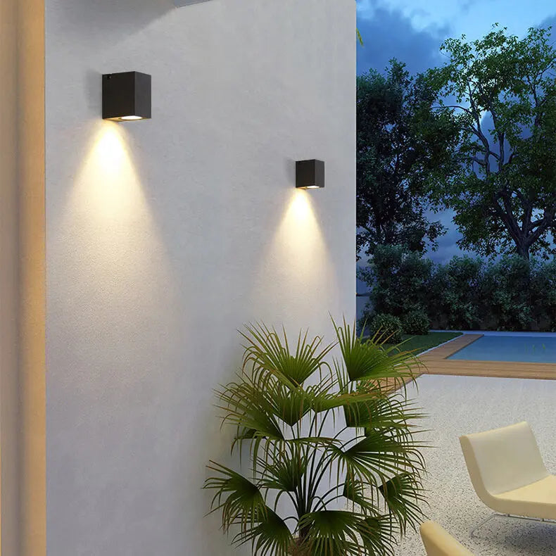 Modern Outdoor Waterproof Square Spotlight Adjustable Angle LED Garden Wall Sconce Lamp Cuvalon