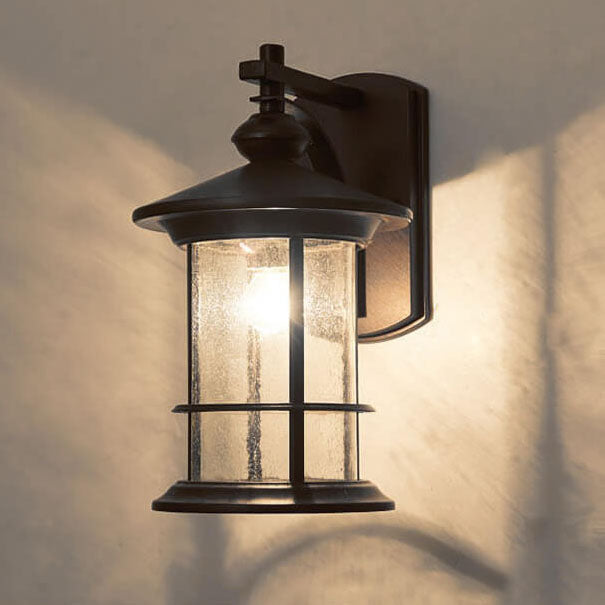 Industrial Vintage Bubble Glass Column 1-Light Outdoor Waterproof Wall Sconce Lamp Cuvalon