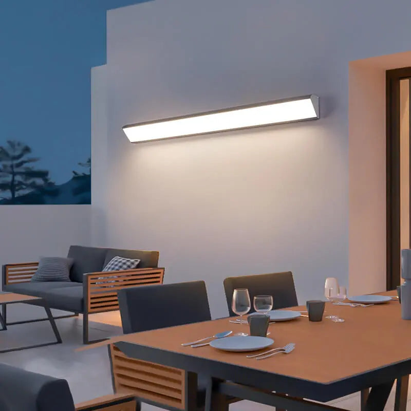 Modern Minimalist Aluminum Acrylic Waterproof Long Outdoor Indoor LED Wall Sconce Lamp Cuvalon