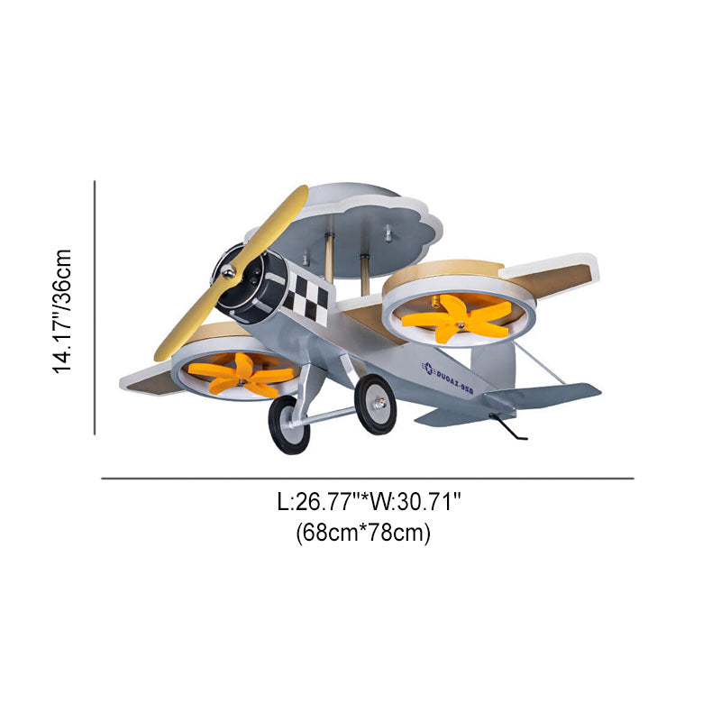 Creative Cartoon Airplane Iron Acrylic LED Kids Semi-Flush Mount Ceiling Light Cuvalon