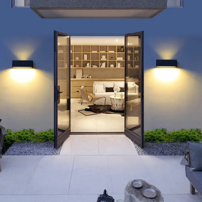 Outdoor Solar Waterproof Rectangular Slant LED Patio Wall Sconce Lamp Cuvalon